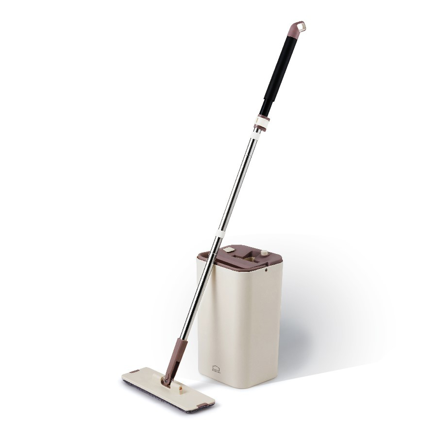 Bộ Cây Lau Nhà Locknlock Squeeze Flat Mop, Gồm Xô Nhựa, Cây Lau Và 2 Bông Lau 32x10x112 - 136cm - ETM471, , large image number 0